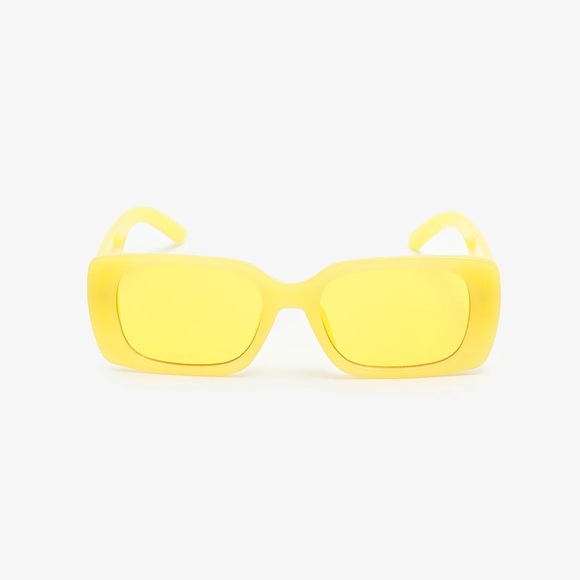 Yellow Retro Rectangular Sunglasses - Picture 1 of 4